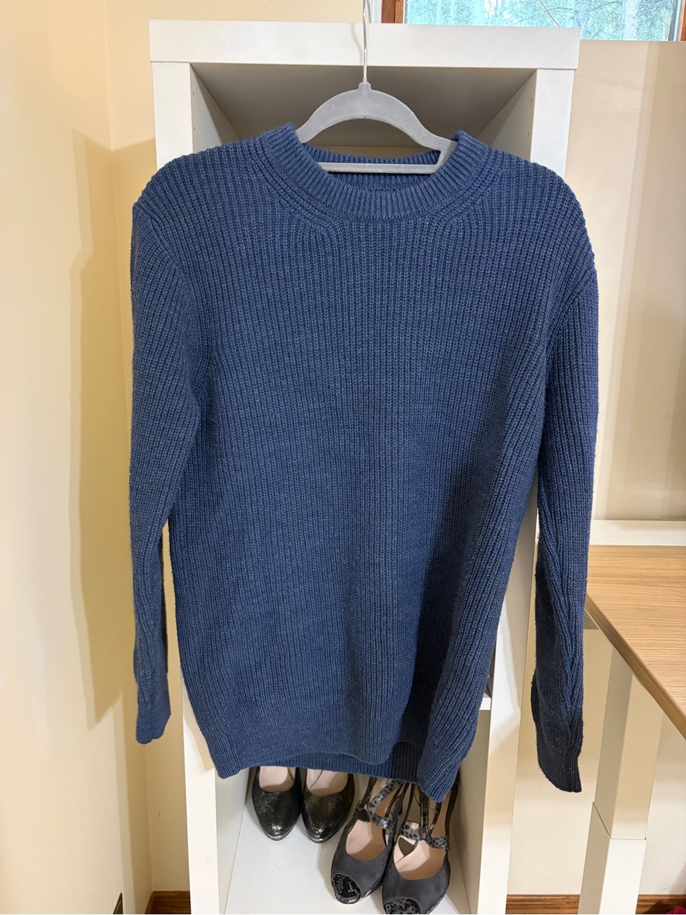 Zara Women's Crewneck Sweater wool blend in Navy Blue